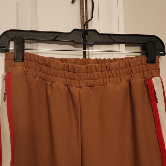 Maeve by Anthropologie Tan Pants w/ Red & White Stripes Ankle Zippers Size XS - Picture 6 of 8